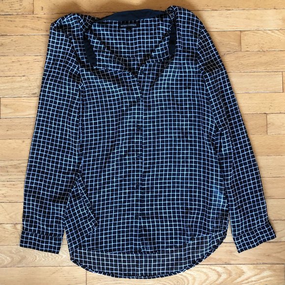 Women's Banana Republic Windowpane Checked Print Sheer Blouse - Picture 2 of 7